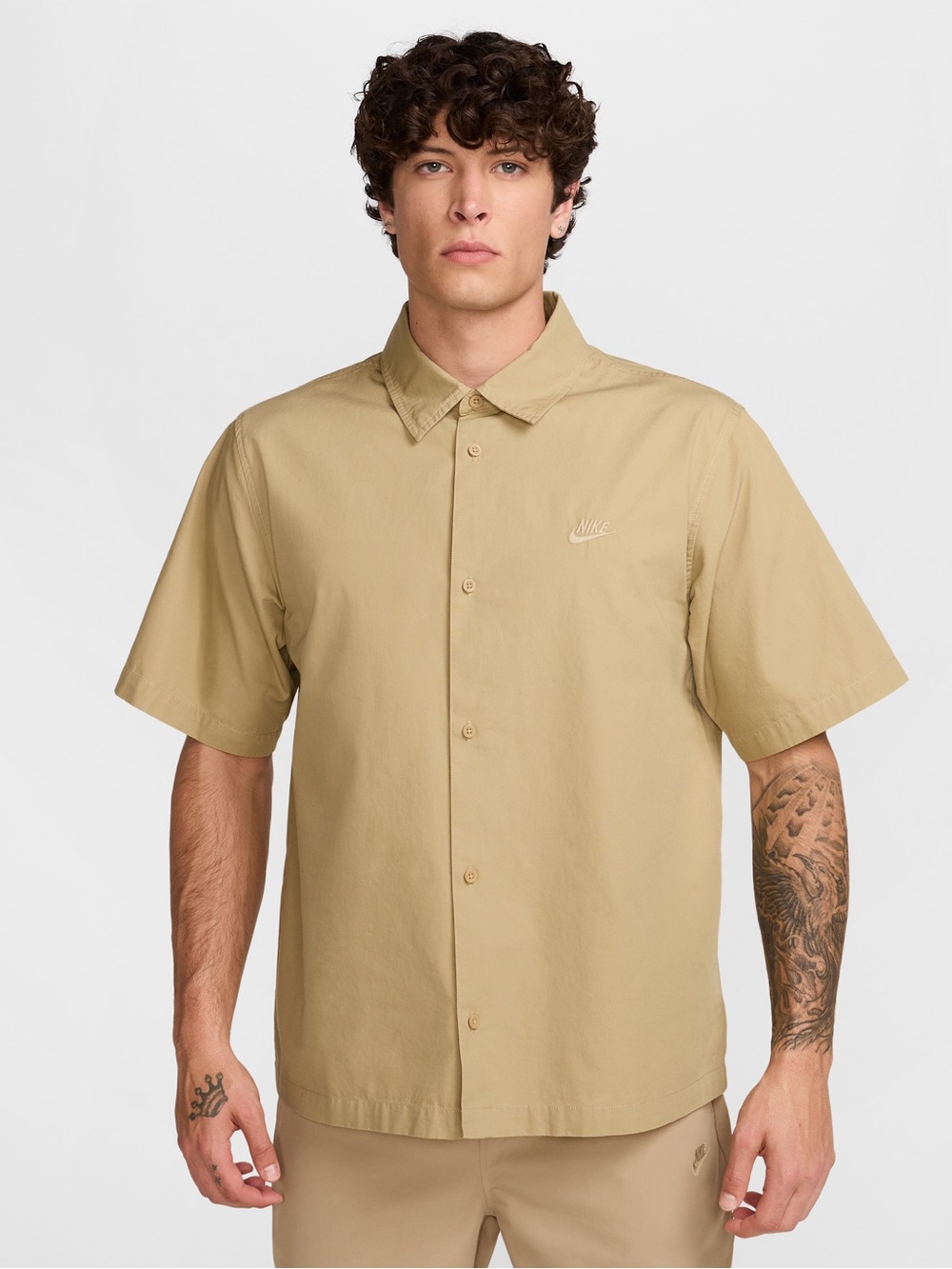 Nike Men’s Short-Sleeve Button-Up Shirt in Khaki
